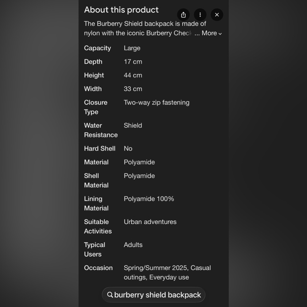 Burberry Shield Check Pattern Backpack #170968 - … - image 6